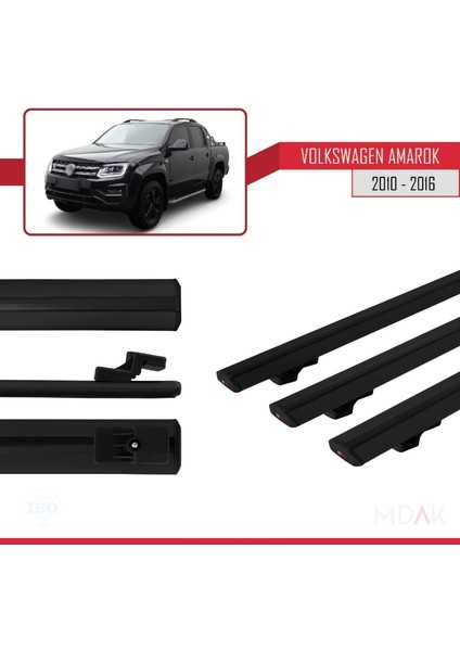 Volkswagen Amarok (2f) Pre-Facelift 2010-2016 Arası ile Uyumlu Basıc Model Ara Atkı Tavan Barı Siyah 3 Adet modelleri