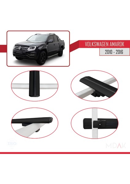 Volkswagen Amarok (2f) Pre-Facelift 2010-2016 Arası ile Uyumlu Basıc Model Ara Atkı Tavan Barı Siyah 3 Adet fırsatları