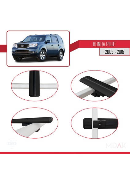Honda Pilot 2 2009-2015 Arası ile Uyumlu Basıc Model Ara Atkı Tavan Barı Siyah 3 Adet fırsatları