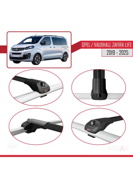 Opel Zafira Life 2019 ve Sonrası ile Uyumlu Ace-1 Ara Atkı Tavan Barı Siyah 4 Adet fırsatları