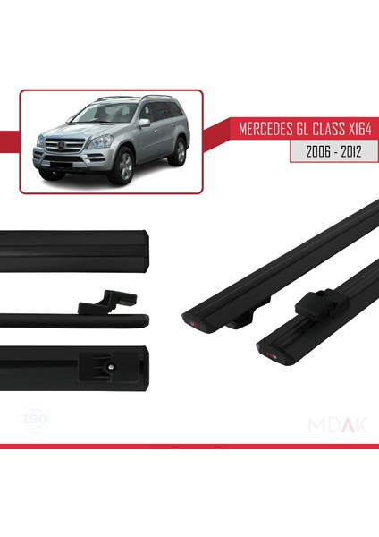 Mercedes Gl Class (X164) 2006-2012 Arası ile Uyumlu Basıc Model Ara Atkı Tavan Barı Siyah 2 Adet modelleri
