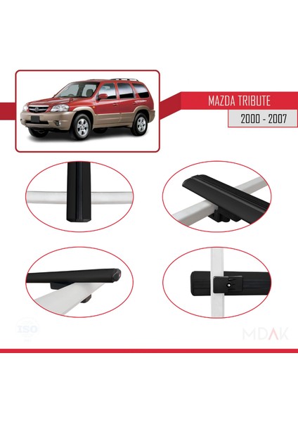Mazda Tribute 2000-2007 Arası ile Uyumlu Basıc Model Ara Atkı Tavan Barı Siyah 3 Adet fırsatları