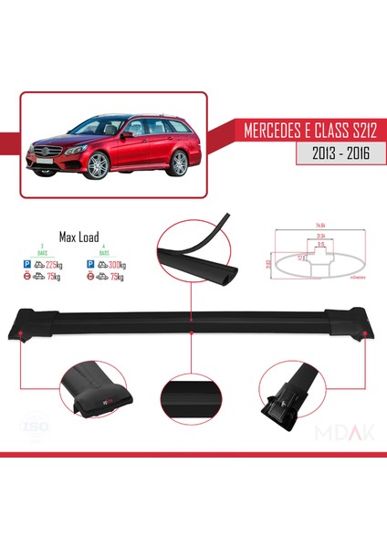 Mercedes E Class S212 2013-2016 Arası ile Uyumlu Fly Model Ara Atkı Tavan Barı Siyah 3 Adet modelleri