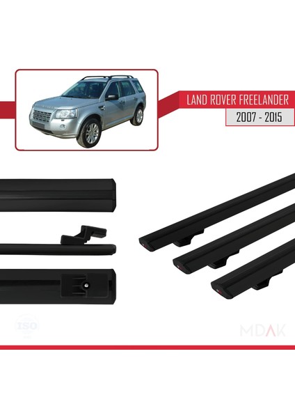 Land Rover Freelander 2 (L359) 2007-2015 Arası ile Uyumlu Basıc Model Ara Atkı Tavan Barı Siyah 3 Adet modelleri