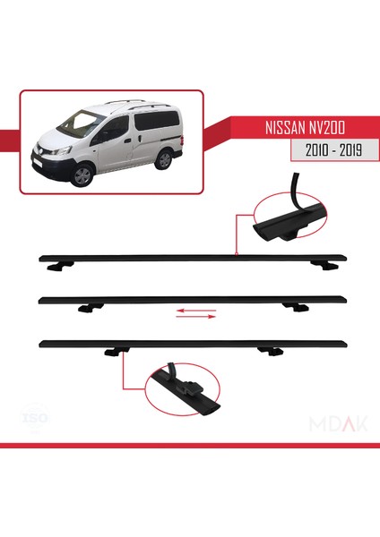 Nissan NV200 (M20) 2010-2019 Arası ile Uyumlu Basıc Model Ara Atkı Tavan Barı Siyah 3 Adet indirimleri