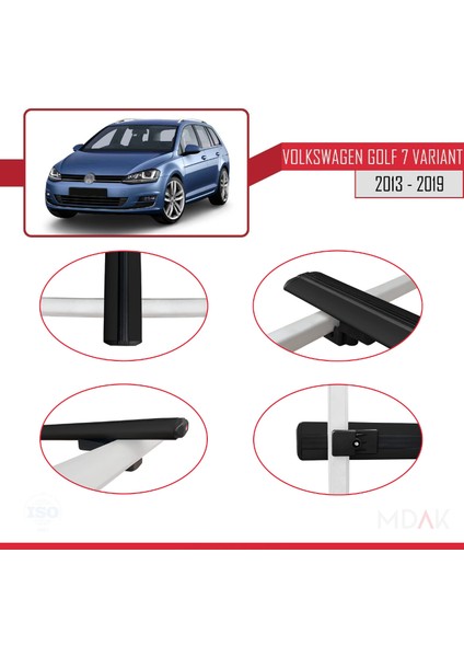 Volkswagen Golf 7 (5g) Variant 2013-2019 Arası ile Uyumlu Basıc Model Ara Atkı Tavan Barı Siyah 3 Adet fırsatları