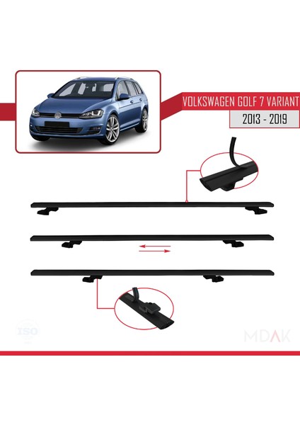 Volkswagen Golf 7 (5g) Variant 2013-2019 Arası ile Uyumlu Basıc Model Ara Atkı Tavan Barı Siyah 3 Adet indirimleri