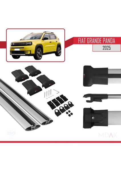 Fiat Grande Panda 2025-2025 Arası ile Uyumlu Fly Model Ara Atkı Tavan Barı Gri 2 Adet indirimleri