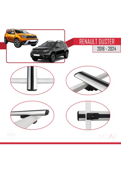 Renault Duster 2 (Hm) 2018 ve Sonrası ile Uyumlu Basıc Model Ara Atkı Tavan Barı Gri 3 Adet fırsatları