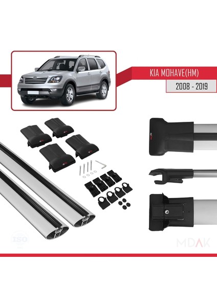 Kia Mohave (Hm) 2008-2019 Arası ile Uyumlu Fly Model Ara Atkı Tavan Barı Gri 2 Adet indirimleri