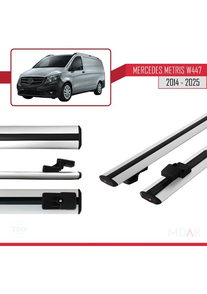 Mercedes Metris (W447) 2014 ve Sonrası ile Uyumlu Basıc Model Ara Atkı Tavan Barı Gri 2 Adet modelleri