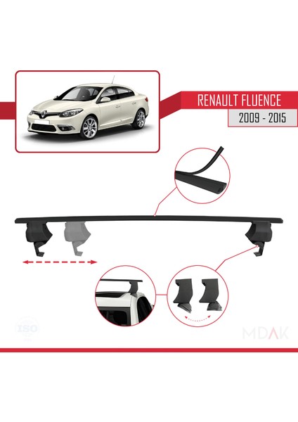 Renault Fluence 2009-2015 Arası ile Uyumlu Ace-4 Ara Atkı Tavan Barı Siyah 2 Adet fırsatları