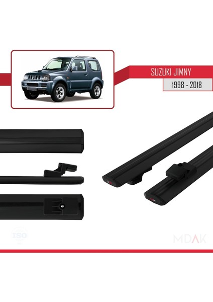 Suzuki Jimny 3 1998-2018 Arası ile Uyumlu Basıc Model Ara Atkı Tavan Barı Siyah 2 Adet modelleri