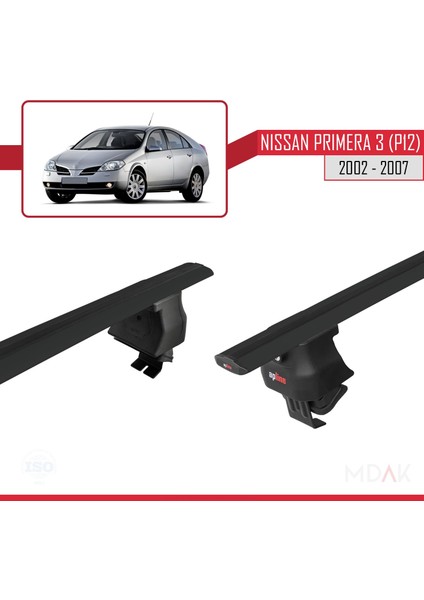 Nissan Primera 3 (P12) 2002-2007 Arası ile Uyumlu Ace-4 Ara Atkı Tavan Barı Siyah 2 Adet fırsatları