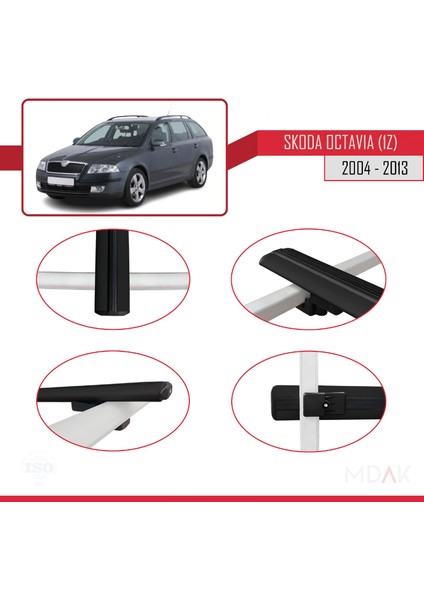 Skoda Octavia 2 (1z) 2004-2013 Arası ile Uyumlu Basıc Model Ara Atkı Tavan Barı Siyah 2 Adet fırsatları