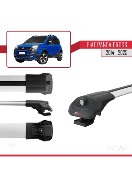 Fiat Panda Cross 2014 ve Sonrası ile Uyumlu Ace-1 Ara Atkı Tavan Barı Gri 3 Adet modelleri