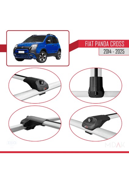 Fiat Panda Cross 2014 ve Sonrası ile Uyumlu Ace-1 Ara Atkı Tavan Barı Gri 3 Adet fırsatları