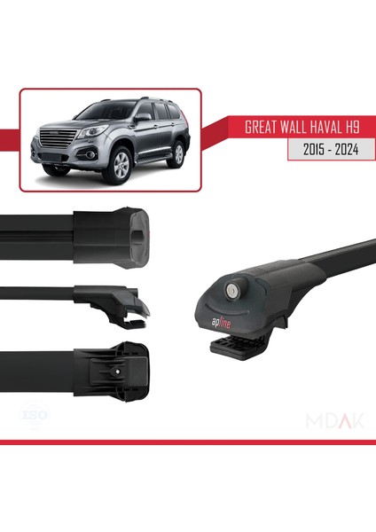 Great Wall Haval H9 2015-2023 Arası ile Uyumlu Ace-1 Ara Atkı Tavan Barı Siyah 2 Adet modelleri