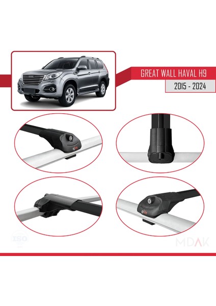 Great Wall Haval H9 2015-2023 Arası ile Uyumlu Ace-1 Ara Atkı Tavan Barı Siyah 2 Adet fırsatları