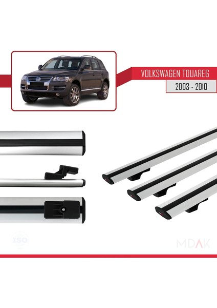 Volkswagen Touareg (7l) 2002-2010 Arası ile Uyumlu Basıc Model Ara Atkı Tavan Barı Gri 3 Adet modelleri