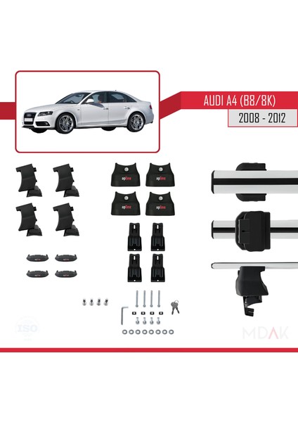 A4 (B8) Pre-Facelift 2008-2012 Arası ile Uyumlu Ace-4 Ara Atkı Tavan Barı Gri 2 Adet indirimleri