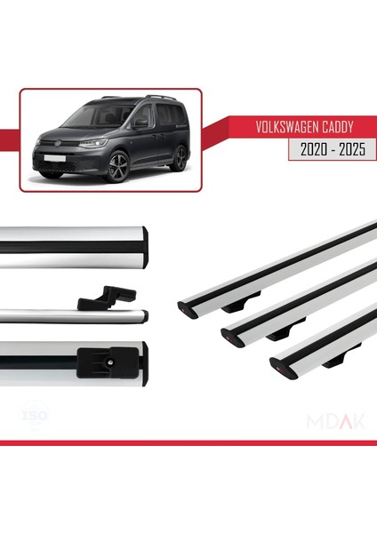 Volkswagen Caddy 4 (Sb) 2020 ve Sonrası ile Uyumlu Basıc Model Ara Atkı Tavan Barı Gri 3 Adet modelleri