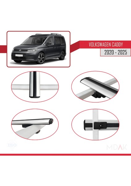 Volkswagen Caddy 4 (Sb) 2020 ve Sonrası ile Uyumlu Basıc Model Ara Atkı Tavan Barı Gri 3 Adet fırsatları