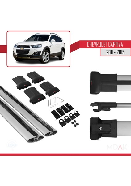 Chevrolet Captiva 2011-2015 Arası ile Uyumlu Fly Model Ara Atkı Tavan Barı Gri 2 Adet indirimleri