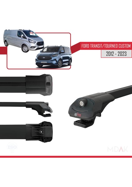 Ford Transit/tourneo Custom 2012-2023 Arası ile Uyumlu Ace-1 Ara Atkı Tavan Barı Siyah 2 Adet modelleri