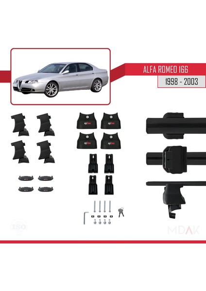 Alfa Romeo 166 (T936) Pre-Facelift 1998-2003 Arası ile Uyumlu Ace-4 Ara Atkı Tavan Barı Siyah 2 Adet indirimleri