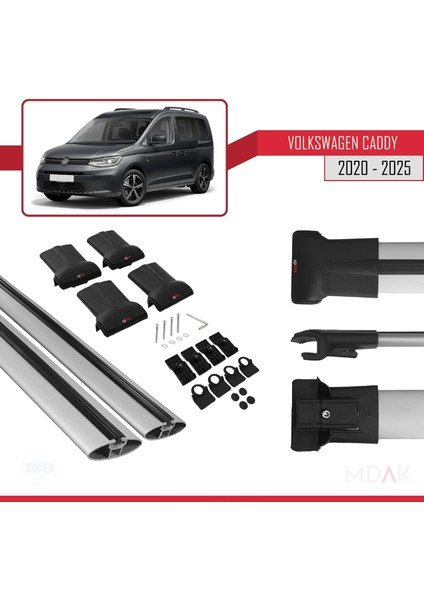 Volkswagen Caddy 4 (Sb) 2020 ve Sonrası ile Uyumlu Fly Model Ara Atkı Tavan Barı Gri 2 Adet indirimleri