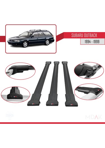 Subaru Outback 1994-1999 Arası ile Uyumlu Fly Model Ara Atkı Tavan Barı Siyah 3 Adet fırsatları