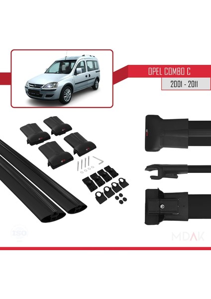 Opel Combo C 2001-2011 Arası ile Uyumlu Fly Model Ara Atkı Tavan Barı Siyah 2 Adet indirimleri