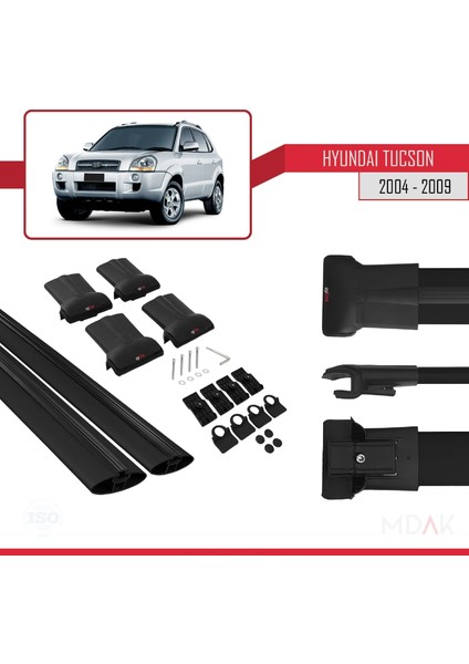 Hyundai Tucson (Jm) 2004-2009 Arası ile Uyumlu Fly Model Ara Atkı Tavan Barı Siyah 2 Adet indirimleri