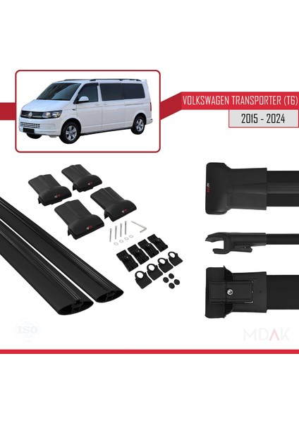 Volkswagen T6 Transporter 2015-2024 Arası ile Uyumlu Fly Model Ara Atkı Tavan Barı Siyah 2 Adet