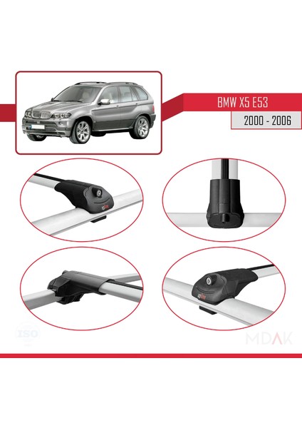 Bmw X5 (E53) 2000-2006 Arası ile Uyumlu Ace-1 Ara Atkı Tavan Barı Gri 2 Adet fırsatları