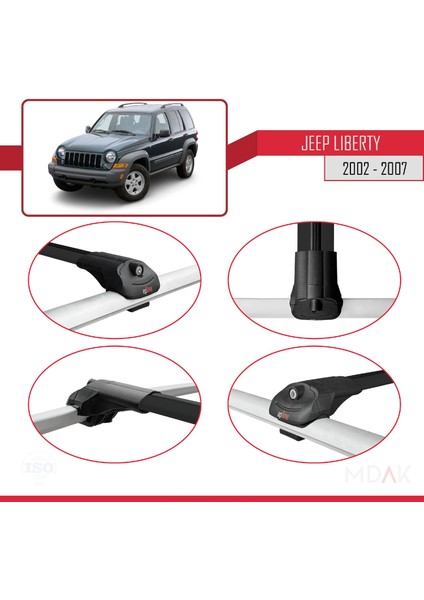 Jeep Liberty 2002-2007 Arası ile Uyumlu Ace-1 Ara Atkı Tavan Barı Siyah 3 Adet fırsatları