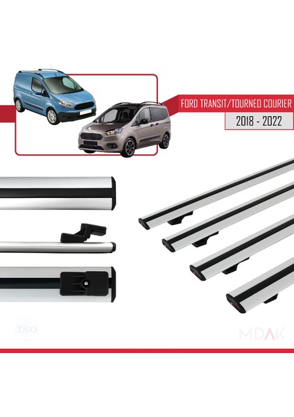Ford Transit/tourneo Courier Post-Facelift 2018-2022 Arası ile Uyumlu Basıc Model Ara Atkı Tavan Barı Gri 4 Adet modelleri
