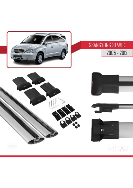 Ssangyong Stavic 2005-2012 Arası ile Uyumlu Fly Model Ara Atkı Tavan Barı Gri 2 Adet indirimleri