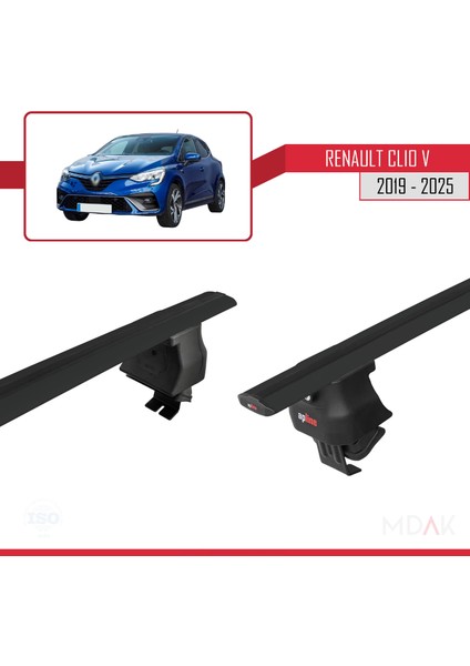 Renault Clio 5 2019 ve Sonrası ile Uyumlu Ace-4 Ara Atkı Tavan Barı Siyah 2 Adet indirimleri