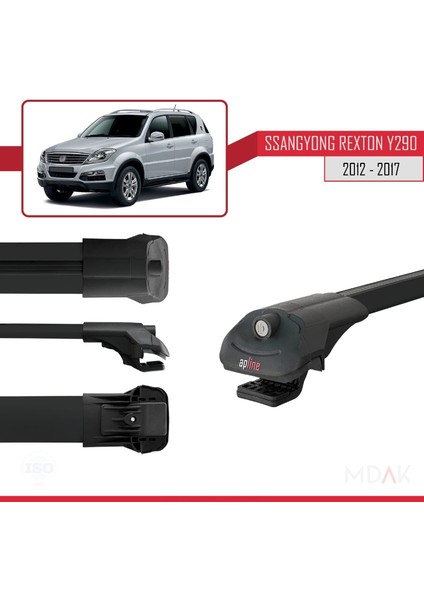 Ssangyong Rexton (Y290) 2012-2017 Arası ile Uyumlu Ace-1 Ara Atkı Tavan Barı Siyah 2 Adet
