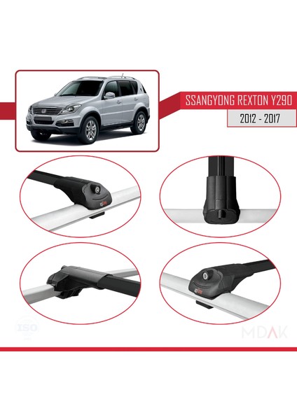 Ssangyong Rexton (Y290) 2012-2017 Arası ile Uyumlu Ace-1 Ara Atkı Tavan Barı Siyah 2 Adet