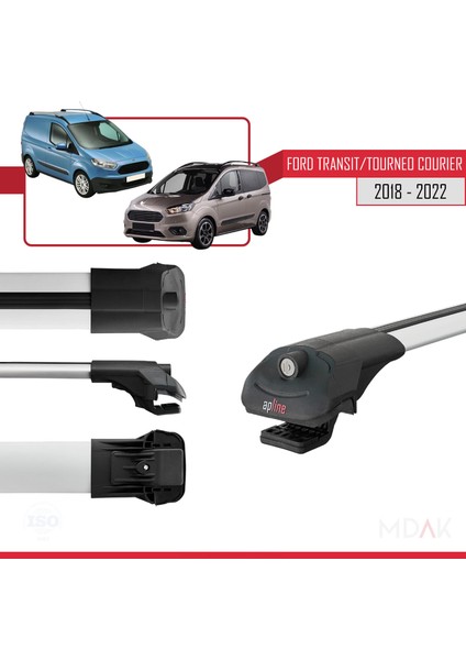 Ford Transit/tourneo Courier Post-Facelift 2018-2022 Arası ile Uyumlu Ace-1 Ara Atkı Tavan Barı Gri 2 Adet modelleri