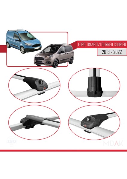 Ford Transit/tourneo Courier Post-Facelift 2018-2022 Arası ile Uyumlu Ace-1 Ara Atkı Tavan Barı Gri 2 Adet fırsatları