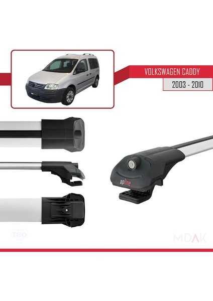 Volkswagen Caddy 3 (2k) 2003-2010 Arası ile Uyumlu Ace-1 Ara Atkı Tavan Barı Gri 2 Adet