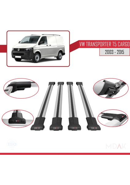 Volkswagen T5 Transporter 2003-2015 Arası ile Uyumlu Fly Model Ara Atkı Tavan Barı Gri 4 Adet fırsatları