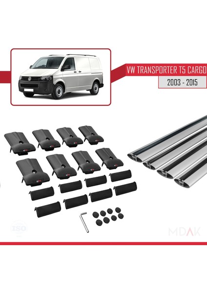 Volkswagen T5 Transporter 2003-2015 Arası ile Uyumlu Fly Model Ara Atkı Tavan Barı Gri 4 Adet indirimleri