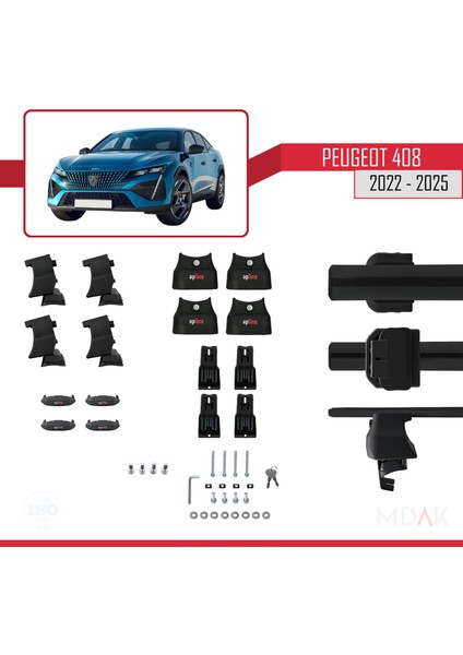 Peugeot 408 (P54) 2022 ve Sonrası ile Uyumlu Ace-4 Ara Atkı Tavan Barı Siyah 2 Adet indirimleri