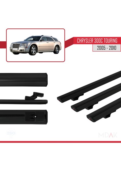 Chrysler 300C Touring 2005-2010 Arası ile Uyumlu Basıc Model Ara Atkı Tavan Barı Siyah 3 Adet modelleri