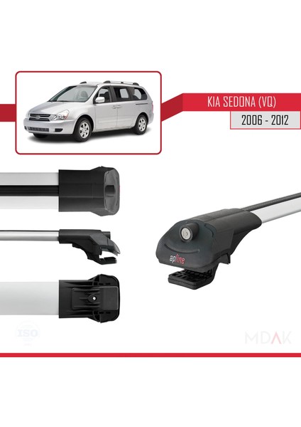 Kia Sedona 2 (Vq) 2006-2012 Arası ile Uyumlu Ace-1 Ara Atkı Tavan Barı Gri 3 Adet modelleri